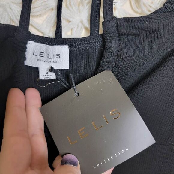 Le Lis Black Drop Shoulder Long Sleeve Dress Size Small - Picture 5 of 15